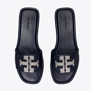 Tory Burch DOUBLE T DECO SPORT SLIDE - Navy